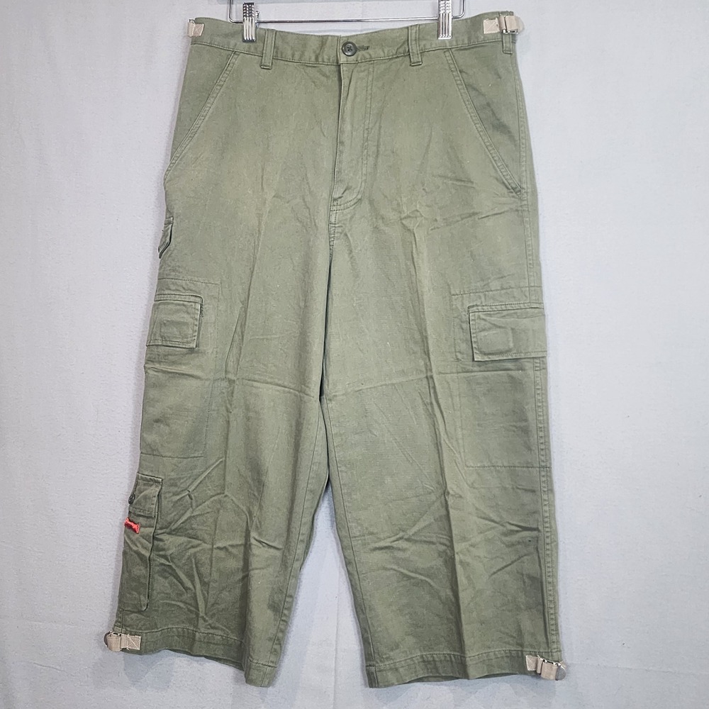 Structure Cargo Pants Olive Green Utility Multi Pocket Mens W33 L21 - Picture 2 of 7